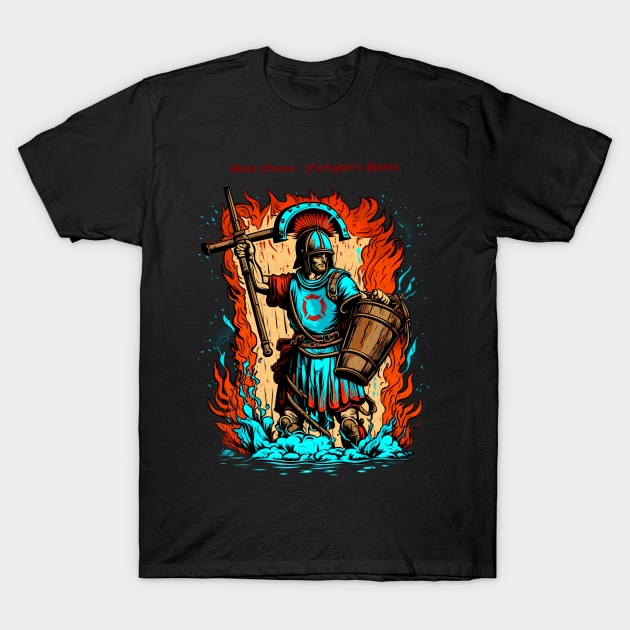 Saint Florian - Firefighter's Patron T-Shirt by Leo Carneiro